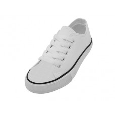 S327C-W - Wholesale Youth's Comfortable Cotton Canvas Lace Up Shoes ( *White Color ) *Last 2 Case